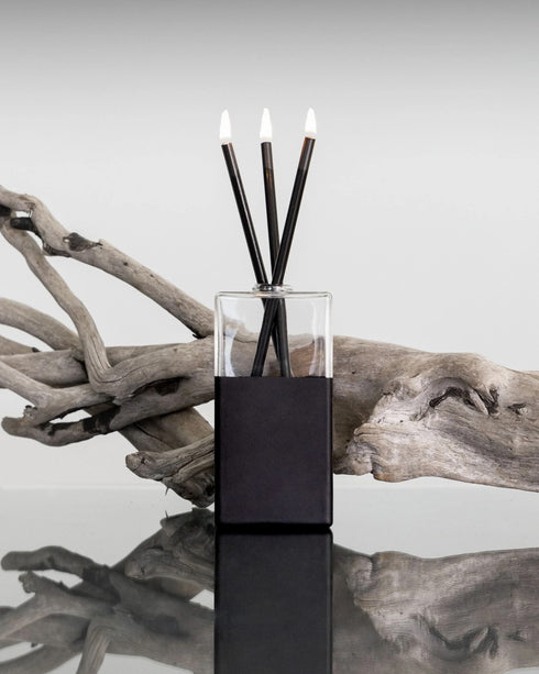 modern everlasting candle, scent-free and clean-burning, in black rocky <span class='visuallyhidden'>Call, text 323-404-2959 for shopping help.</span>
