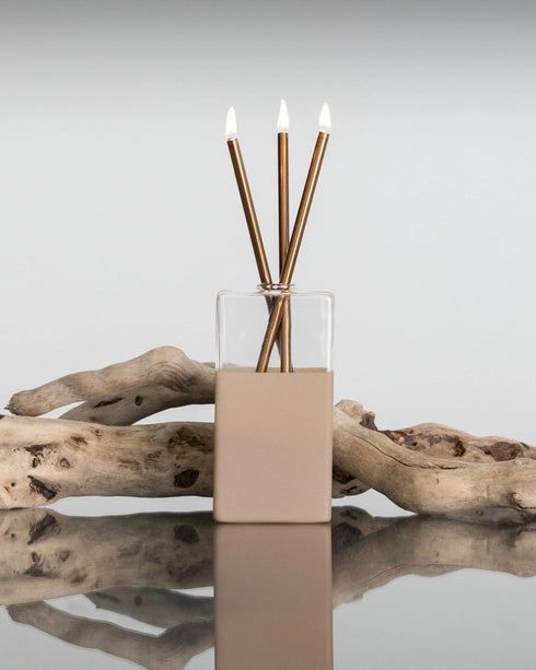 modern everlasting candle, scent-free and clean-burning, in champagne honeymoon <span class='visuallyhidden'>Call, text 323-404-2959 for shopping help.</span>