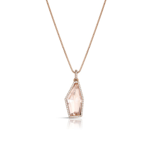 Dominique Cohen morganite and diamond one of a kind pendant necklace<span class='visuallyhidden'>; shop help at 760-978-9297.</span>