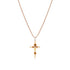 This one-inch tall cross is petite enough to wear every day.<br>We love her heading up neck stacks, as well! <span class='visuallyhidden'>Call or text 323-404-2959 for shopping assistance</span>