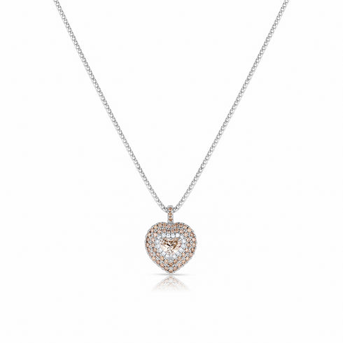 peach diamond, champagne diamond, white diamond<br>in 18k white gold heart pendant necklace <span class='visuallyhidden'>Call or text 323-404-2959 for shopping assistance</span>