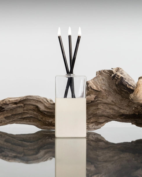 modern everlasting candle, scent-free and clean-burning, in black pebble <span class='visuallyhidden'>Call, text 323-404-2959 for shopping help.</span>