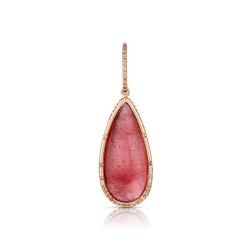 one of a kind Dominique Cohen peach-pink tourmaline teardrop enhancer with champagne diamond detailing<span class='visuallyhidden'>; shop help at 760-978-9297.</span>