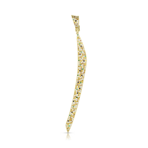 Dominique Cohen mixed hues diamond melee curved dagger pendant, hinged bail <span class='visuallyhidden'>; shopping help at 323-404-2959.</span>