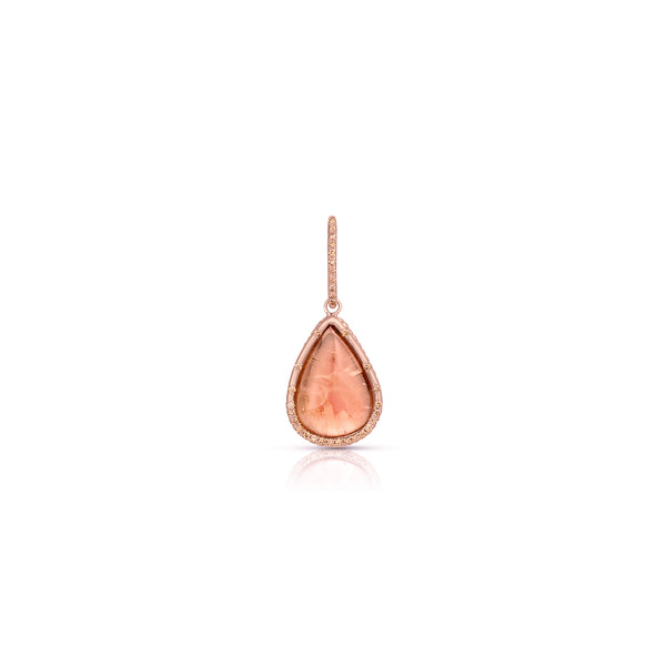 one of a kind peach tourmaline teardrop petite enhancer with champagne diamonds<span class='visuallyhidden'>; shop help at 760-978-9297.</span>