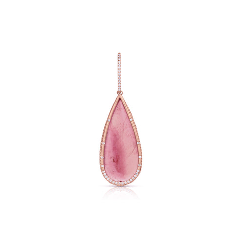 one of a kind pink tourmaline teardrop medio enhancer with white diamonds<span class='visuallyhidden'>; shop help at 760-978-9297.</span>