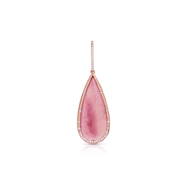 one of a kind pink tourmaline teardrop medio enhancer with white diamonds<span class='visuallyhidden'>; shop help at 760-978-9297.</span>