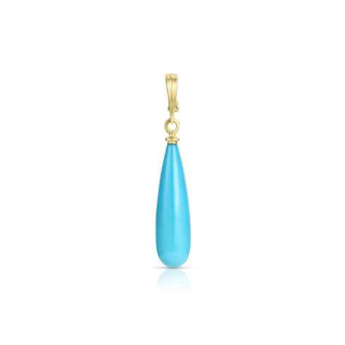 Dominique Cohen flat-back medium teardrop turquoise enhancer with double bail<span class='visuallyhidden'>; shop help at 760-978-9297.</span>