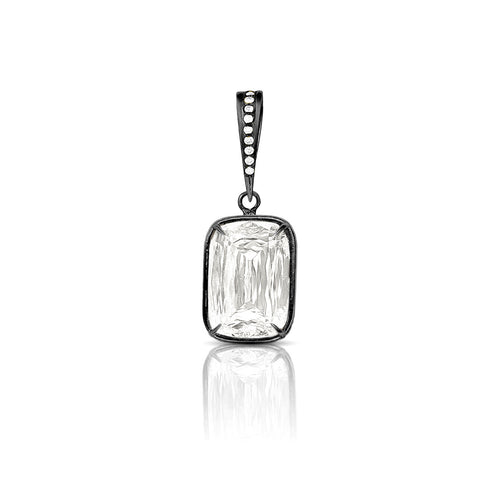 Dominique Cohen three carat ashoka diamond enhancer in 18k black gold<span class='visuallyhidden'>; shop help at 760-978-9297.</span>