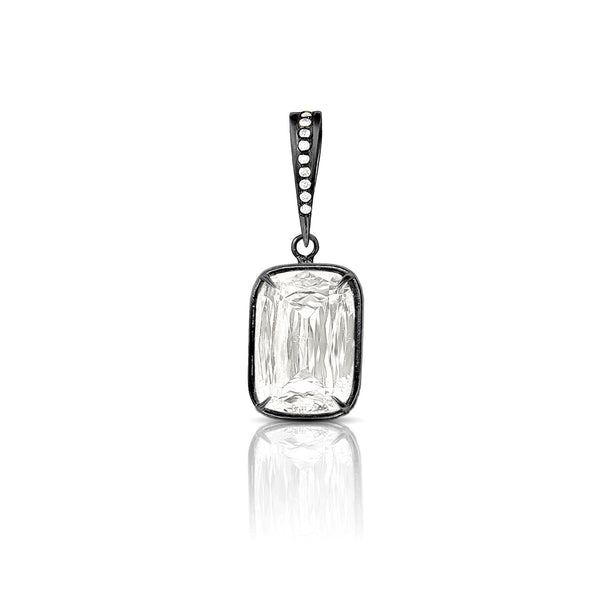 Dominique Cohen three carat ashoka diamond enhancer in 18k black gold<span class='visuallyhidden'>; shop help at 760-978-9297.</span>