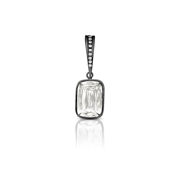 Dominique Cohen three carat ashoka diamond enhancer in 18k black gold<span class='visuallyhidden'>; shop help at 760-978-9297.</span>