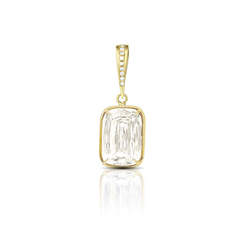 Dominique Cohen three carat ashoka diamond enhancer in 18k yellow gold<span class='visuallyhidden'>; shop help at 760-978-9297.</span>
