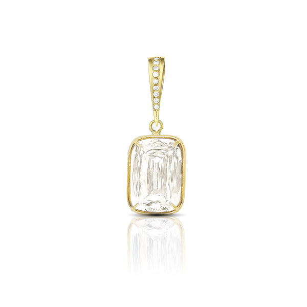 Dominique Cohen three carat ashoka diamond enhancer in 18k yellow gold<span class='visuallyhidden'>; shop help at 760-978-9297.</span>