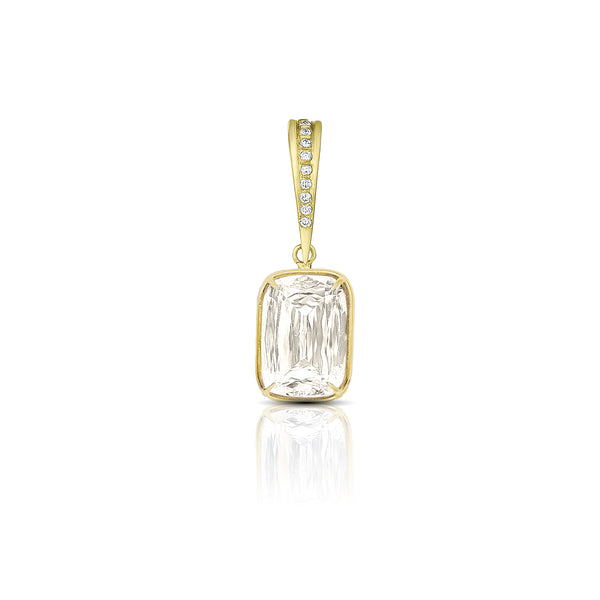 Dominique Cohen three carat ashoka diamond enhancer in 18k yellow gold<span class='visuallyhidden'>; shop help at 760-978-9297.</span>
