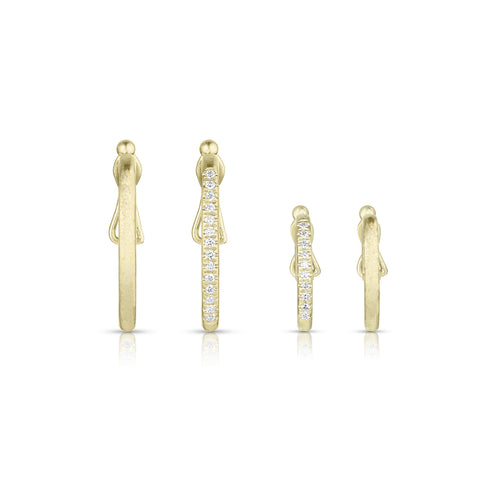 Dominique Cohen hinged oval bails, 20mm and 15mm sizes, with diamonds and without, in 18k yellow gold<span class='visuallyhidden'>; shop help at 760-978-9297.</span>