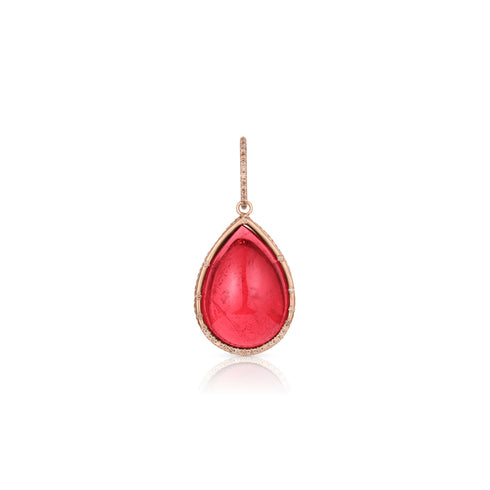 Dominique Cohen pink tourmaline and champagne diamond teardrop enhancer in rose gold<span class='visuallyhidden'>; shop help at 760-978-9297.</span>