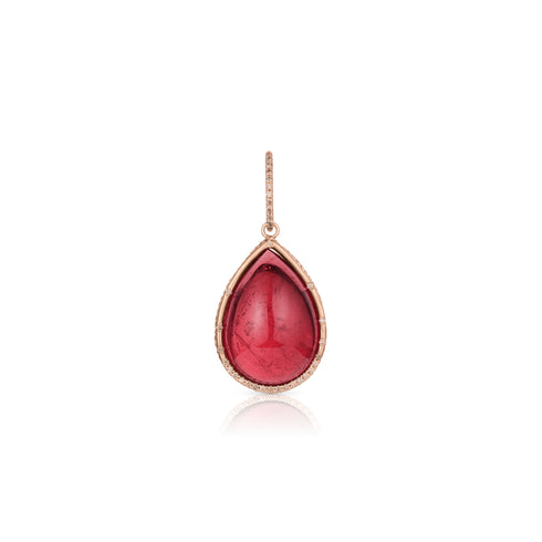 Dominique Cohen pink tourmaline and champagne diamond teardrop enhancer in rose gold<span class='visuallyhidden'>; shop help at 760-978-9297.</span>