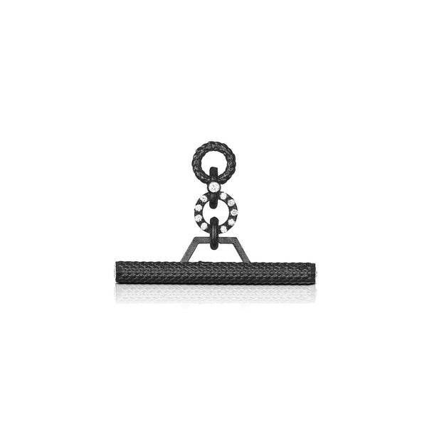 Dominique Cohen 30mm toggle bar enhancer with diamond end caps, in 18k black gold<span class='visuallyhidden'>; shop help at 760-978-9297.</span>