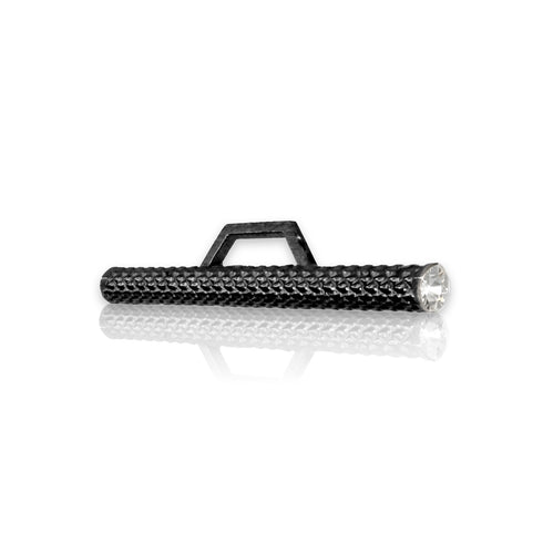 Diamond end-cap view of thenDominique Cohen 30mm toggle bar, in 18k black gold<span class='visuallyhidden'>; shop help at 760-978-9297.</span>