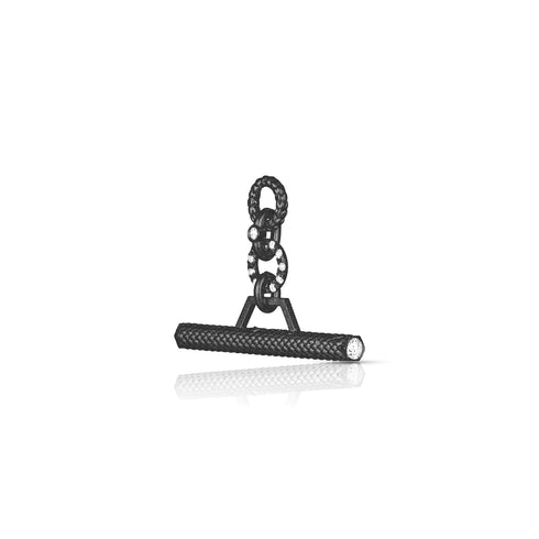Diamond end-cap view of thenDominique Cohen 30mm toggle bar, in 18k black gold<span class='visuallyhidden'>; shop help at 760-978-9297.</span>