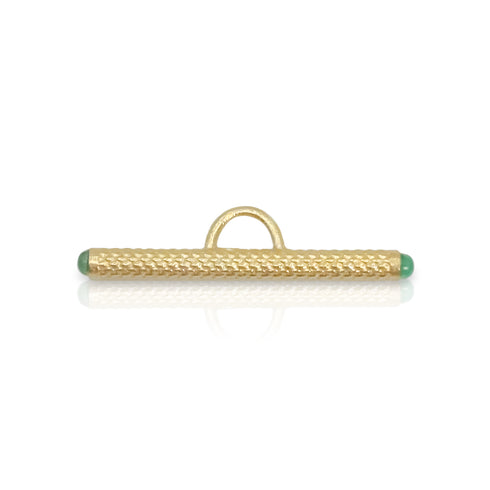 Dominique Cohen 25mm toggle bar enhancer with emerald end caps, in 18k yellow gold<span class='visuallyhidden'>; shop help at 760-978-9297.</span>
