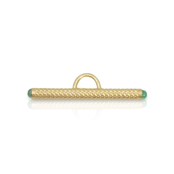 Dominique Cohen 25mm toggle bar enhancer with emerald end caps, in 18k yellow gold<span class='visuallyhidden'>; shop help at 760-978-9297.</span>