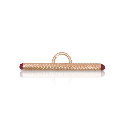 Dominique Cohen 25mm toggle bar enhancer with ruby end caps, in 18k rose gold<span class='visuallyhidden'>; shop help at 760-978-9297.</span>