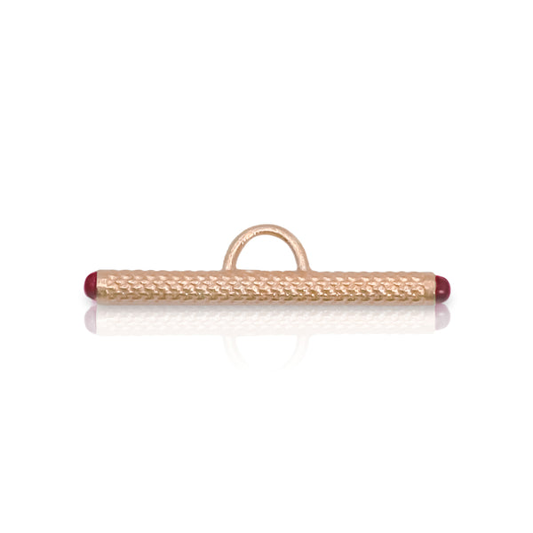 Dominique Cohen 25mm toggle bar enhancer with ruby end caps, in 18k rose gold<span class='visuallyhidden'>; shop help at 760-978-9297.</span>