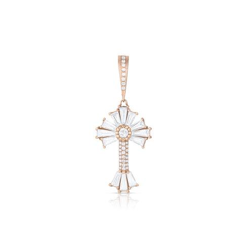 Dominique Cohen limited edition baguette diamond sunburst cross enhancer<span class='visuallyhidden'>Call, text 323-404-2959 for shop help.</span>
