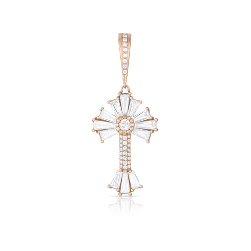 Dominique Cohen limited edition baguette diamond sunburst cross enhancer<span class='visuallyhidden'>Call, text 323-404-2959 for shop help.</span>