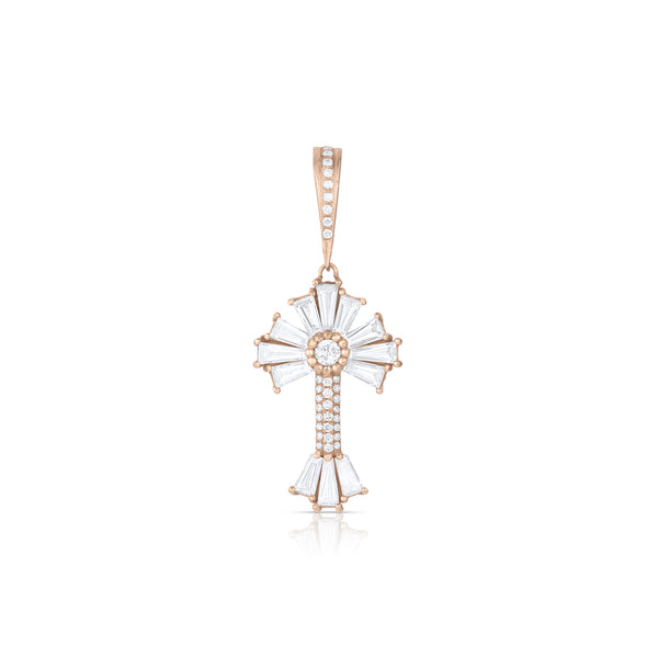 Dominique Cohen limited edition baguette diamond sunburst cross enhancer<span class='visuallyhidden'>Call, text 323-404-2959 for shop help.</span>