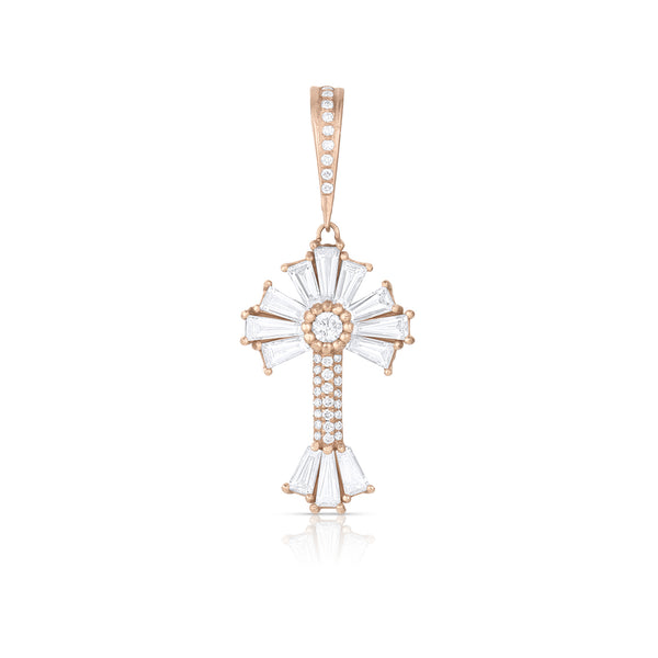 Dominique Cohen limited edition baguette diamond sunburst cross enhancer<span class='visuallyhidden'>Call, text 323-404-2959 for shop help.</span>