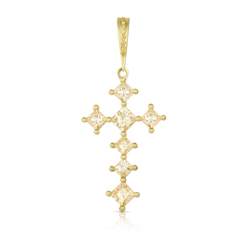 Dominique Cohen lemony yellow diamond 18k gold cross enhancer<span class='visuallyhidden'>; shop help at 760-978-9297.</span>