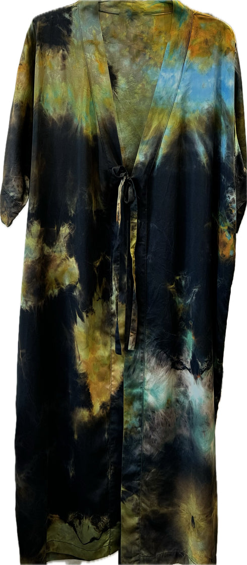 double ice dyed silk kimono in black + sage<span class='visuallyhidden'>; shop help at 760-978-9297.</span>