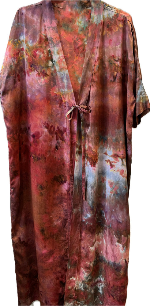 double ice dyed silk kimono in creme + red<span class='visuallyhidden'>; shop help at 760-978-9297.</span>