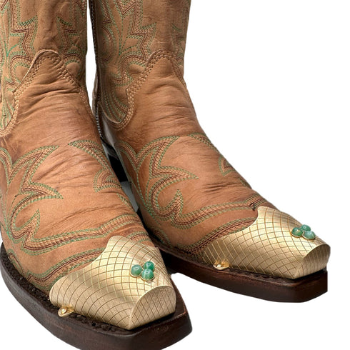 embroidery zipper ankle boot with custom hardware, <br>in orix