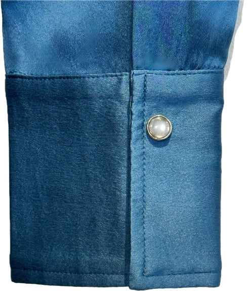 handmade silk cowboy shirt denim color option, <span class='visuallyhidden'>Call or text 323-404-2959 if you need shopping assistance.</span>