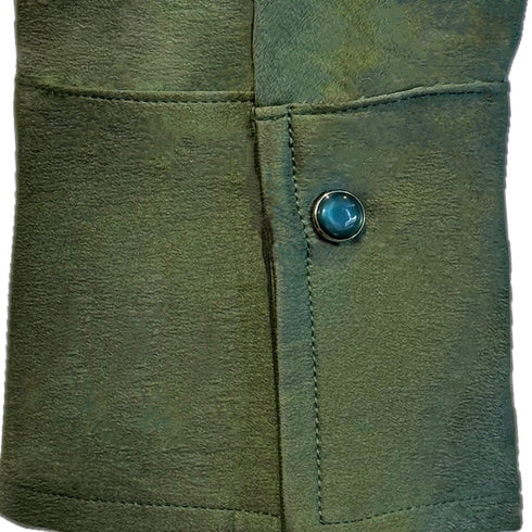 handmade silk cowboy shirt juniper color option, <span class='visuallyhidden'>Call or text 323-404-2959 if you need shopping assistance.</span>