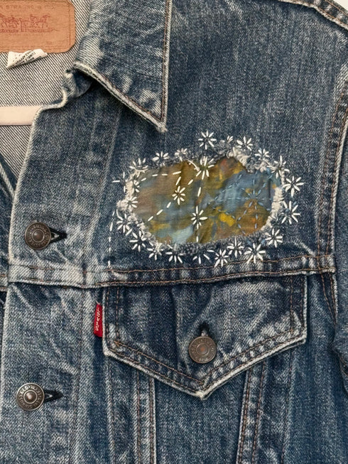 silk patch with sashiko stitching, up close<span class='visuallyhidden'>; shop help at 760-978-9297.</span>