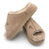 fur lined greenport Ugg slide, in sand, with Dominique Cohen floral and bird detailing<span class='visuallyhidden'>Shop help at 323-404-2959.</span>