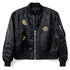 embroidered bomber jacket,<br>in horse motif, on black (front)<span class='visuallyhidden'>; shop help at 760-978-9297.</span>