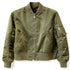 sunburst motif embroidered bomber jacket, on olive (front)<span class='visuallyhidden'>; shop help at 760-978-9297.</span>
