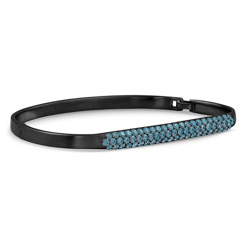 diamond pave custom fitted bangle<br>in 18k black gold with color-pop blue diamonds <span class='visuallyhidden'>Call or text 323-404-2959 if you need shopping assistance.</span>