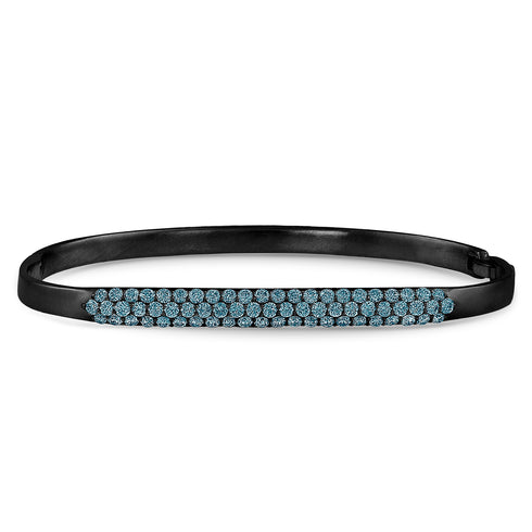 head-on view of our hinged huggie bangle in blue diamonds and black gold <span class='visuallyhidden'>Call, text 323-404-2959 for shopping help.</span>