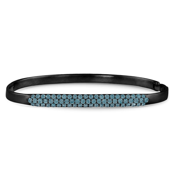 head-on view of our hinged huggie bangle in blue diamonds and black gold <span class='visuallyhidden'>Call, text 323-404-2959 for shopping help.</span>