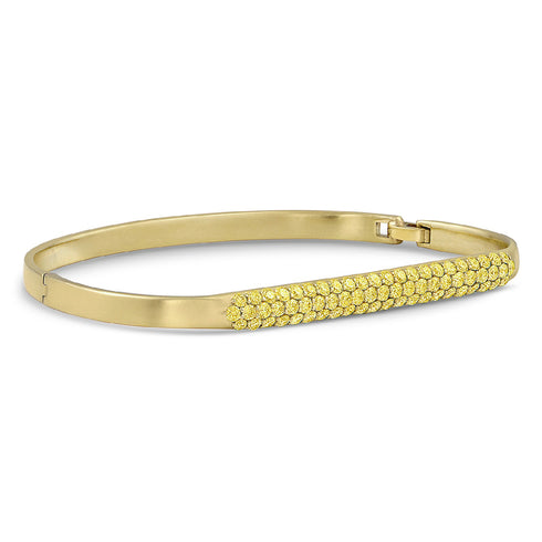 yellow diamond pave fitted bangle in 18k yellow gold, angled view <span class='visuallyhidden'>Call, text 323-404-2959 for shop help.</span>