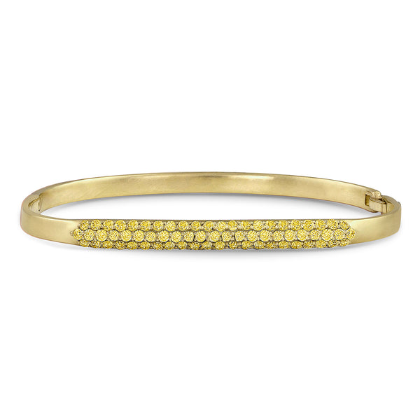 yellow diamond pave fitted bangle in 18k yellow gold, front view <span class='visuallyhidden'>Call, text 323-404-2959 for shop help.</span>