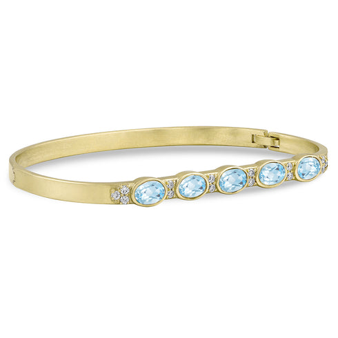 wardrobe with our oval gemstones and diamond huggie bangle, which comes custom fitted for that oh, so comfortable, no-roll fit <span class='visuallyhidden'>Call, text 323-404-2959 for shopping help.</span>