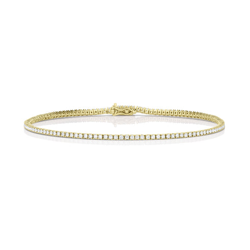 Dominique Cohen petite inline tennis bracelet, in white diamonds and 18k yellow gold<span class='visuallyhidden'>; shop help at 760-978-9297.</span>