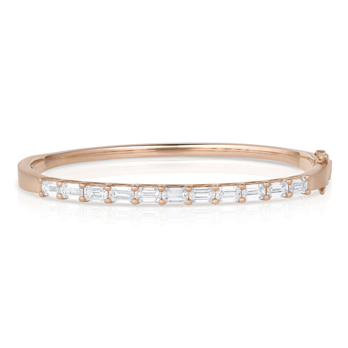 3.45ct emerald cut white diamond east-west no-roll bangle <span class='visuallyhidden'>Text, phone 323-404-2959 for shopping assistance.</span>